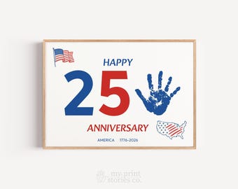 250th America Independence Handprint Craft Printable, USA 250th Anniversary Art, 1776-2026 Patriotic Kids Activity, 4th July Handprint 0181