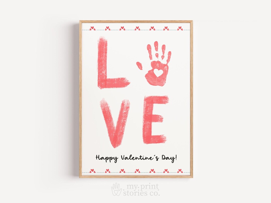 Valentine’s Day LOVE Handprint Art Printable, Kids Handprint Keepsake ...