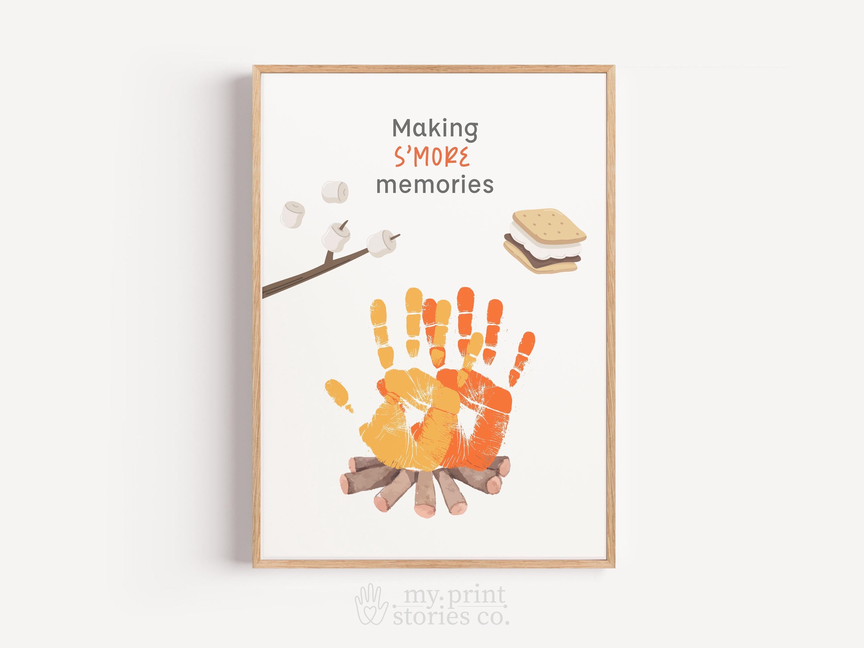 Camping Handprint Art Printable, Fall Preschool Craft Activity,…