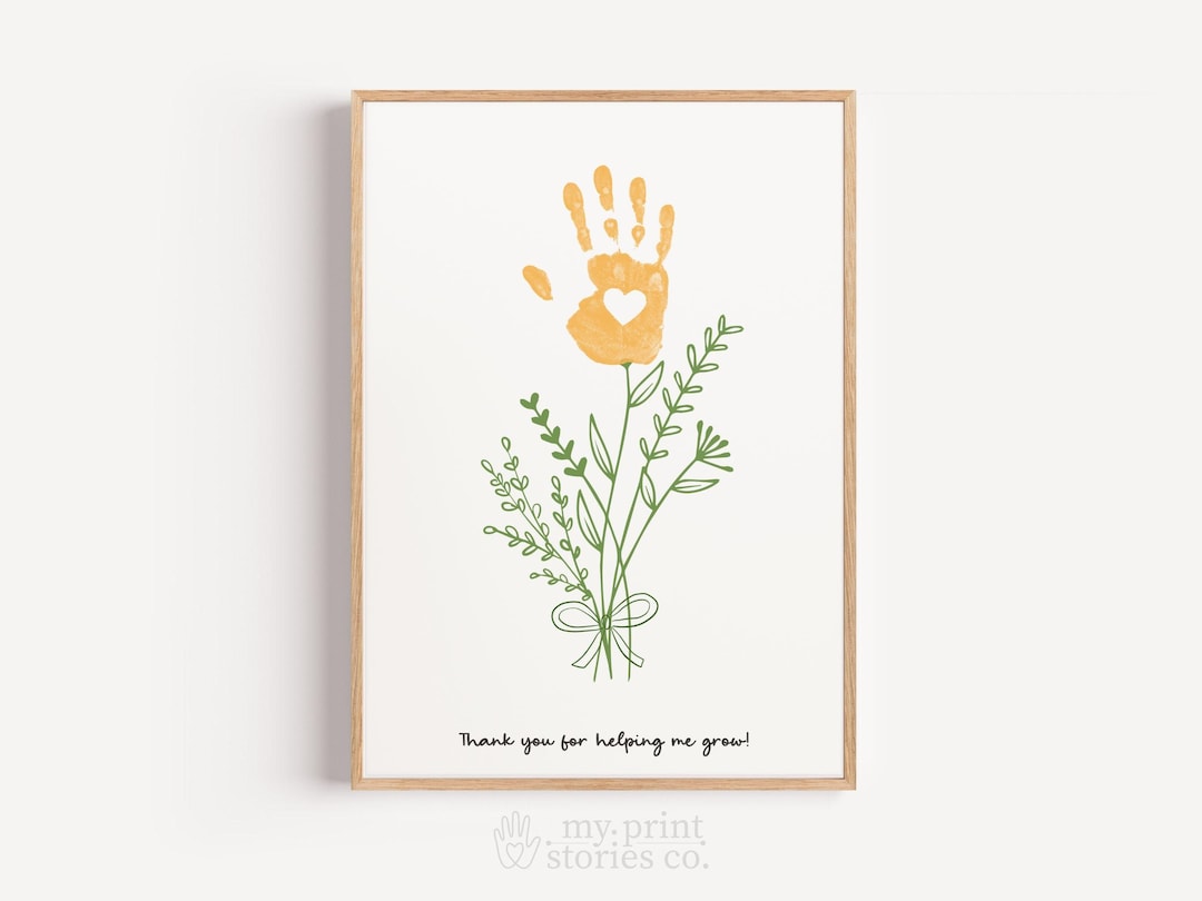 Thank You for Helping Me Grow Teacher Handprint Art Printable, Floral ...