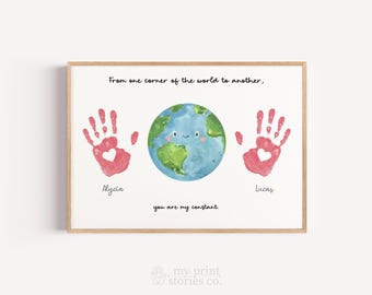 Fernfreunde Handabdruck Kunst Printable, Freundschaft Andenken Geschenk 0095
