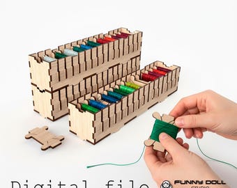 Embroidery Floss Organizer SVG | Laser Cut File | Thread Bobbin Storage Box | Cross Stitch Supply Holder | Digital Download SVG