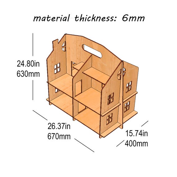 DIY Dollhouse 1:12 Scale - Laser Cut File, 6 Mm - Etsy Israel