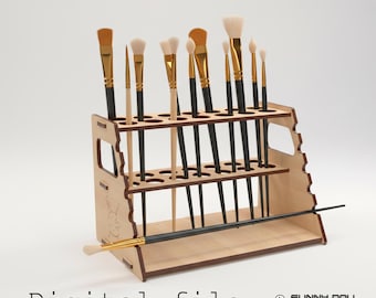 Paintbrush Holder - Digital Laser Cut Design (3mm Material, 1/8 inch - read description)