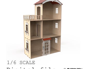 Laser Cut File Victorian Mansion Dollhouse, 1/6 Scale, Split Design Dollhouse (3mm Material, 1/8 inch - read description)