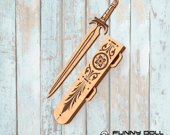 Toy Sword with Decorative Sheath Laser Cut Template | 6mm Material | Digital Download
