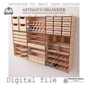 Modulaire organizer voor kunstenaars en hobbyisten - Digitaal lasergesneden opbergsysteem (3 mm materiaal, 1/8 inch - zie beschrijving)