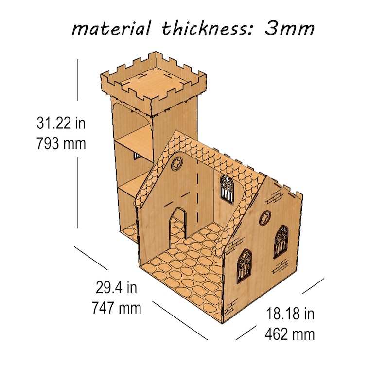 Medieval Castle Dollhouse - Laser Cut Files - 1:12 Scale Dollhouse ...