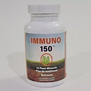 Bottle of IMMUNO 150 the ultimate, immune booster. 150 capsules exp12/2027