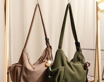 Crossbodytas, corduroy tas, vrijetijdstas, schoudertas, alledaagse tas, draagtas, handtas met verstelbare riem