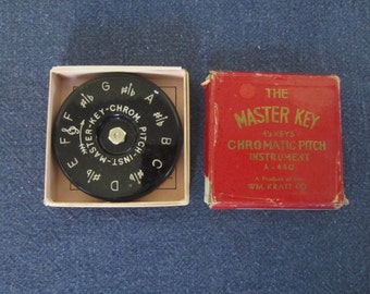 Master Key Chromatic Pitch Instrument, 13 Keys, Model A-440, W. M. Kratt, Original Box