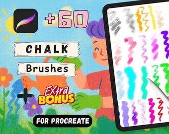 Procreate Chalk Pastel Brushes, Procreate Crayon Brush Set, Digital Painting, Chalk Brush Set, Paper Texture Brushset, Procreate Palettes