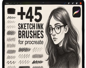 Pinceles de carboncillo para Procreate, lápices de grafito para Procreate, juego de pinceles de sombreado para Procreate, líneas de boceto para Procreate, pinceles para entintar, tinta para Procreate