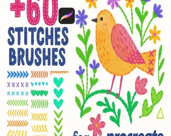 Procreate Stitching Brushes, Sewing Brush Set, Embroidery Brush Set, Fashion Brush Set, Procreate Knitting Brush, Procreate Crochet Brushes