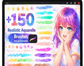 Aquarelborstels voor procreate, procreate natte aquareltextuurborstels, procreate realistische aquarelborstels, iPad-waterverfschilderij