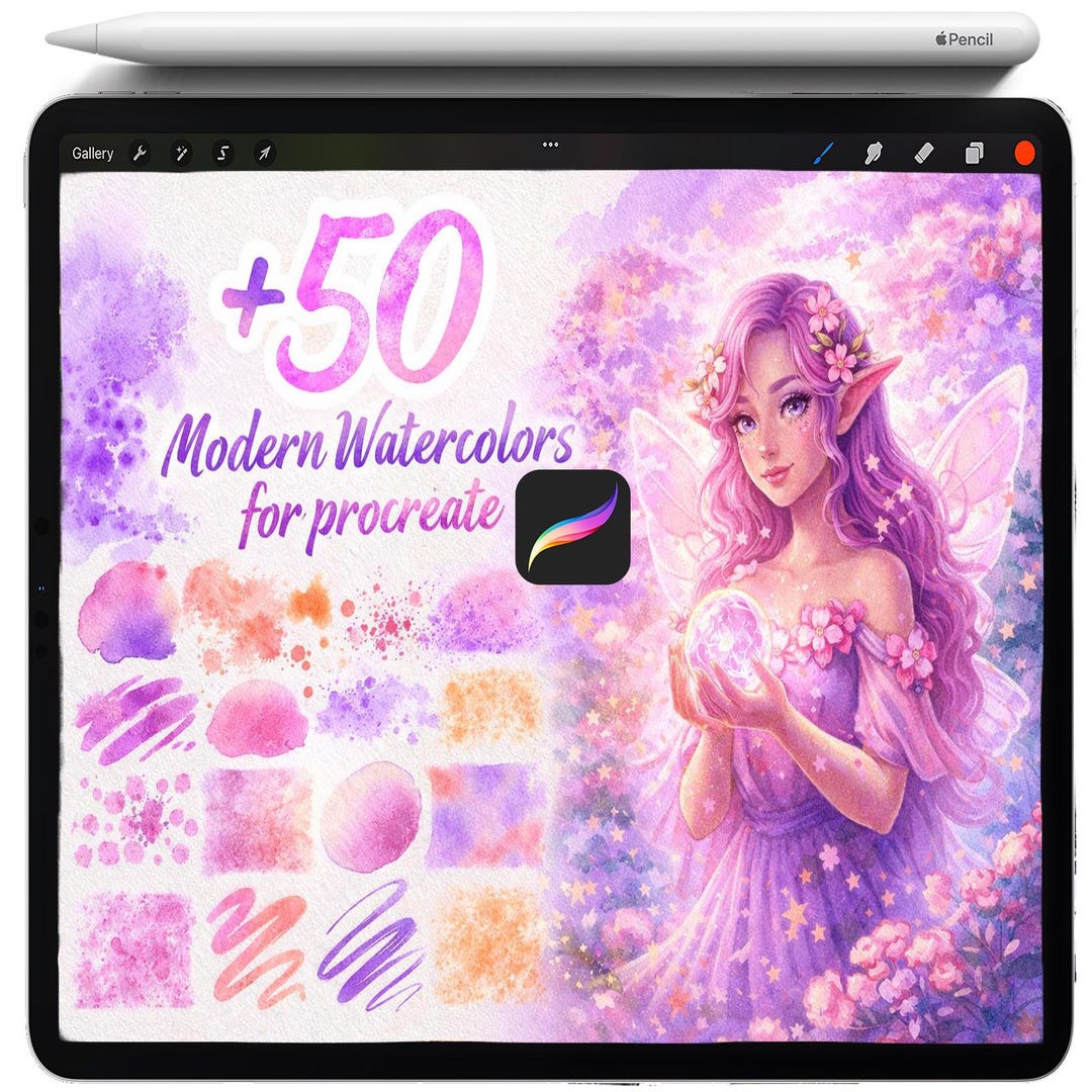 Realistic Watercolor Brushes, Procreate Wet Watercolor Brush Set ...