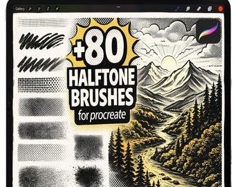 Procreate Halbtonpinsel, Crosshatch-Pinselset, Procreate-Line Art, Procreate-Shadingpinsel, Pinselset für Tintentexturen, Procreate-Comic-Pinsel