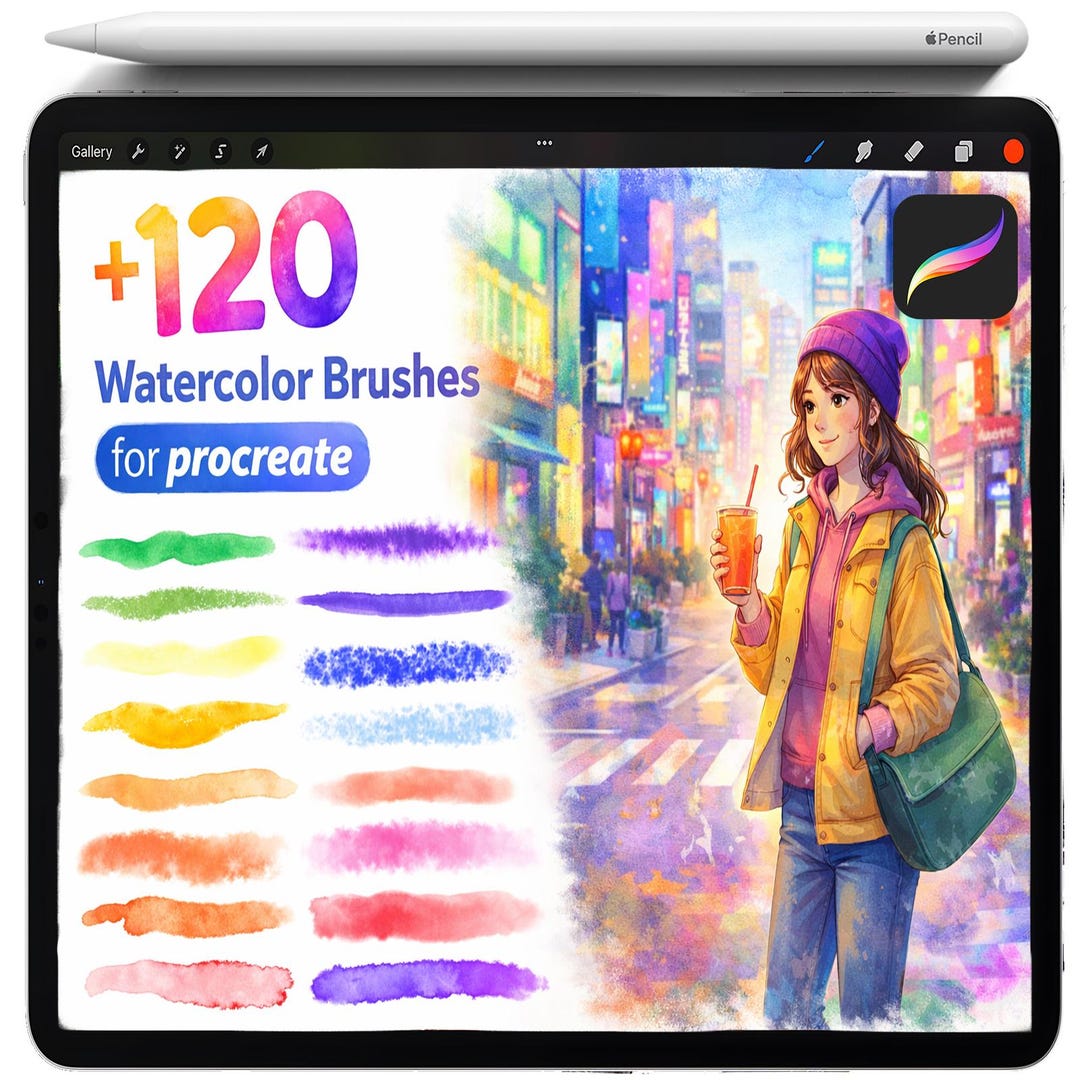 Procreate Watercolor Brushes, Realistic Watercolor Brush Set, Wet ...
