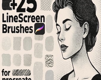 Procreate Halftone Brushes, Hatching Brush Set, Halftone Dots & Lines, Procreate Crosshatch, Procreate Screentones, Comic Illustration Brush