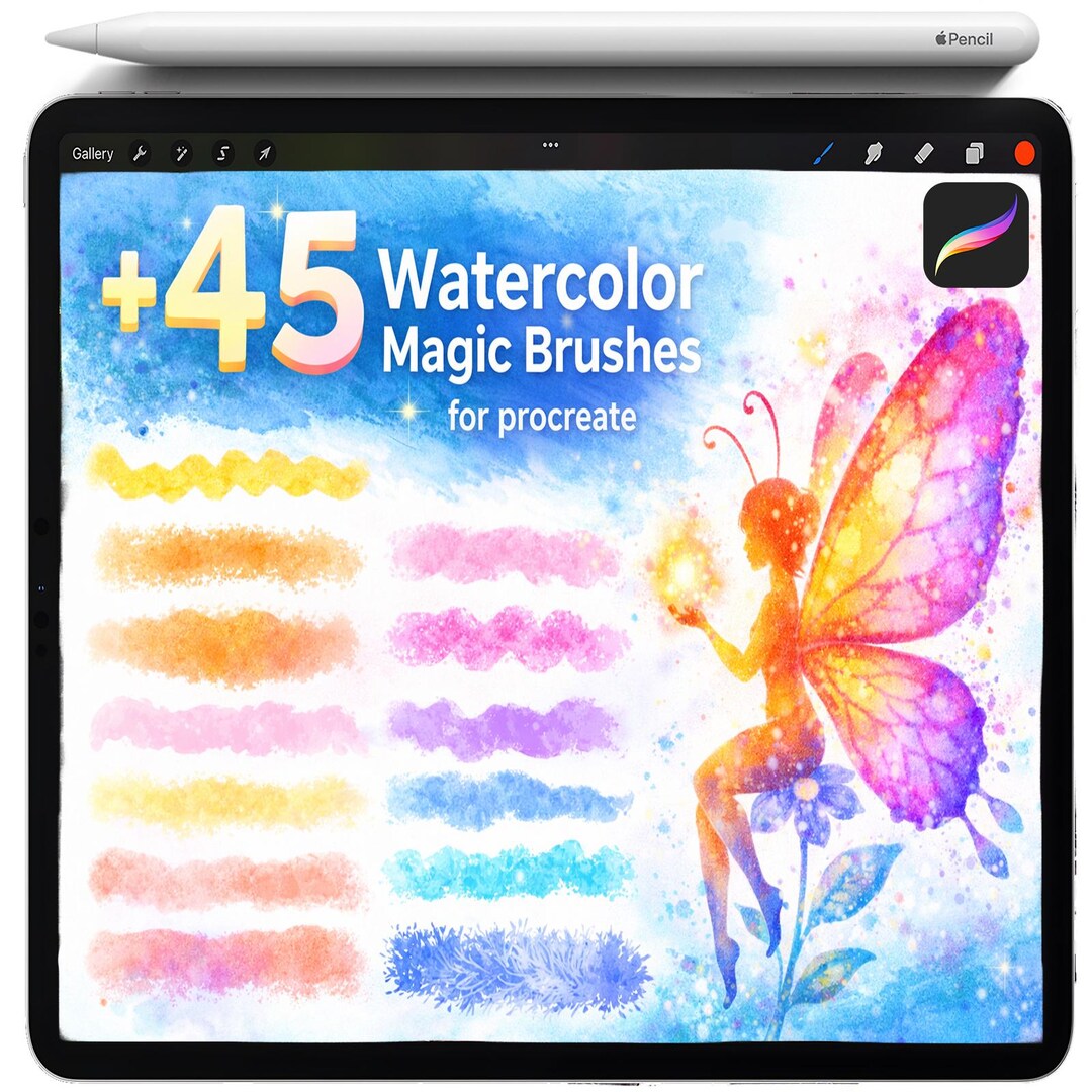 Watercolor Brushes for Procreate, Digital iPad Watercolor Brush Set ...