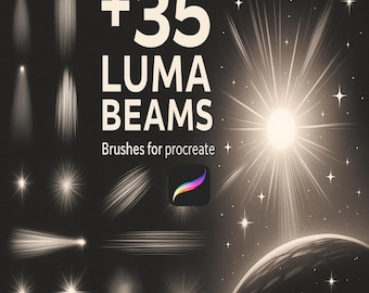 Procreate Light Effects Brushes and Stamps – Spotlights, Beams, Volumetric Rays, Lens Flares, Bokeh, Glows, Starbursts, Streaks and Sparkles