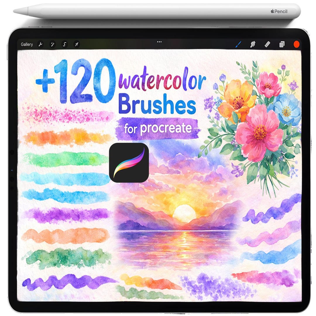 Watercolor Brushes for Procreate, Procreate Wet Watercolor Texture ...
