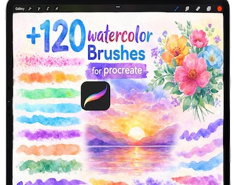 Watercolor Brushes for Procreate, Procreate Wet Watercolor Texture Brushes, Procreate Realistic Watercolor Brushes, Wet on Wet Watercolor