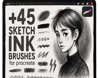 Pinceles para bocetos y arte lineal de Procreate, lápices de carboncillo de Procreate, juego de pinceles de tinta, juego de pinceles digitales de sombreado suave, pinceles de dibujo de Procreate