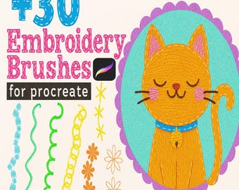 Procreate Stitch Brushes, Sewing Brush, Procreate Embroidery Brush Set, Fashion Brushset, Knit Stitching Brushes, Procreate Crochet Brushes