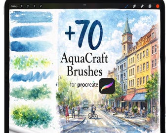 Procreate Watercolor Brushes, Realistic Watercolor Brush Set, Wet Watercolor Textures, Watercolor Painting, Procreate Watercolor Drawing