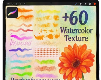 Aquareltextuurborstels voor procreate, natte aquarelpenseelset, iPad-borstel, aquarelwas, papiertextuurborstelset, procreate-paletten