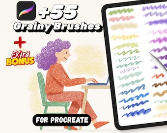 Procreate-schetsborstels, schaduwborstelset, krijtborstels, krijtborstels, procreate pastel, kleurborstels, procreate papier en paletten