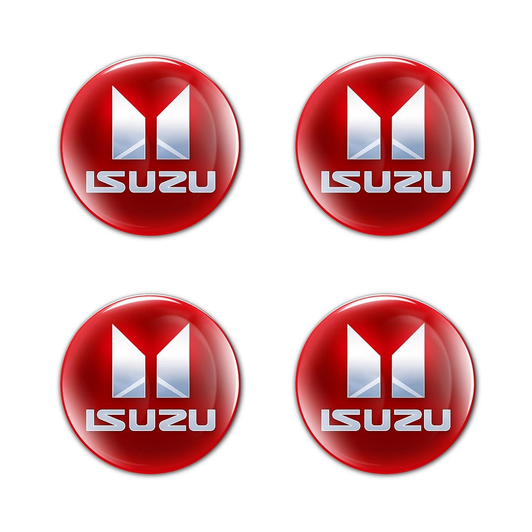 Isuzu Stickers Wheel Center Cap 3D 4pcs Glossy Domed Rim Hubs Decals ...