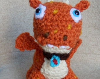 Made to order, Hand crocheted Wallykazam Norville Dragon like Amigurumi Doll