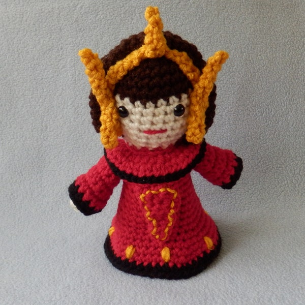 Made to order, Hand crocheted Star Wars Like Queen Amidala Padme Doll Red Robes