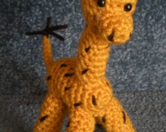 Hand Crocheted Baby Giraffe Doll Amigurumi Animal Yellow with brown spots Made To Order