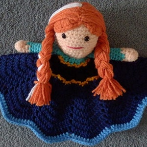 Made to Order Lovey Baby Blanket Doll Hand Crocheted Like Frozen Princess Anna of Arendelle image 1