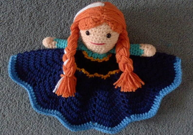 Made to Order Lovey Baby Blanket Doll Hand Crocheted Like Frozen Princess Anna of Arendelle image 1