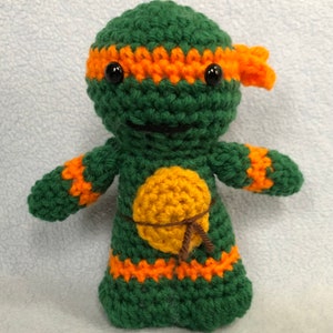 Made to order, Hand crocheted TMNT Michelangelo Orange Teenage Mutant Ninja Turtle Amigurumi Doll image 4