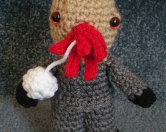 Made to order, Hand crocheted Dr. Who Doll like Ood Amigurumi Doll Alien Monster