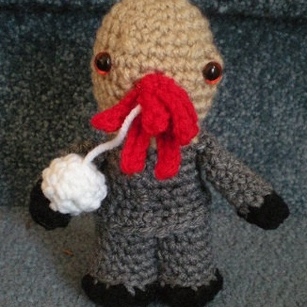 Made to order, Hand crocheted Dr. Who Doll like Ood Amigurumi Doll Alien Monster