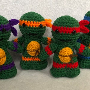Made to order, Hand crocheted TMNT Michelangelo Orange Teenage Mutant Ninja Turtle Amigurumi Doll image 5