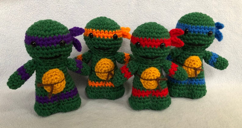 Made to order, Hand crocheted TMNT Michelangelo Orange Teenage Mutant Ninja Turtle Amigurumi Doll image 5