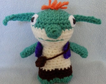 Made to order, Hand crocheted Wallykazam Similar like Bob Goblin monster Amigurumi Doll