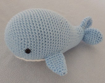 Made to order, Hand crocheted Whale Light Blue 11" long you can Choose Color