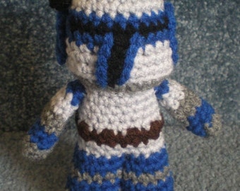 Made to order, Hand crocheted Star Wars like Jango Fett Amigurumi Doll