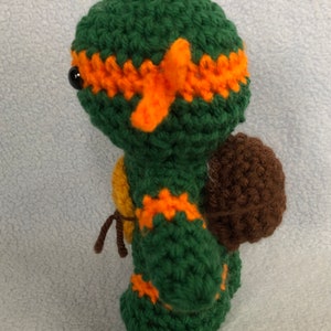 Made to order, Hand crocheted TMNT Michelangelo Orange Teenage Mutant Ninja Turtle Amigurumi Doll image 3