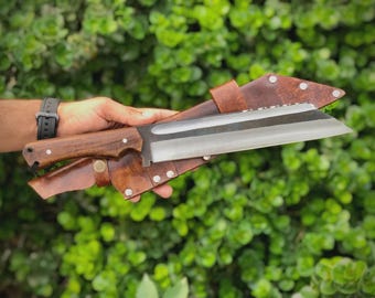 Cuchillo Seax vikingo hecho a mano – Cuchillo nórdico de estilo forjado / Camping rústico / Regalo para hombres