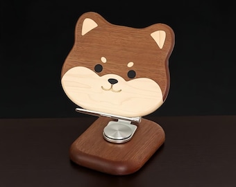 Handmade Wooden Bear Phone Stand, Eco-Friendly Desk Decor