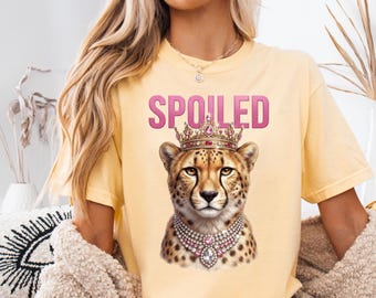 Bortskämd leopard PNG, juvelbesatt krona png svg, sublimeringsdesign för gepard med diamanthalsband (digital nedladdning)